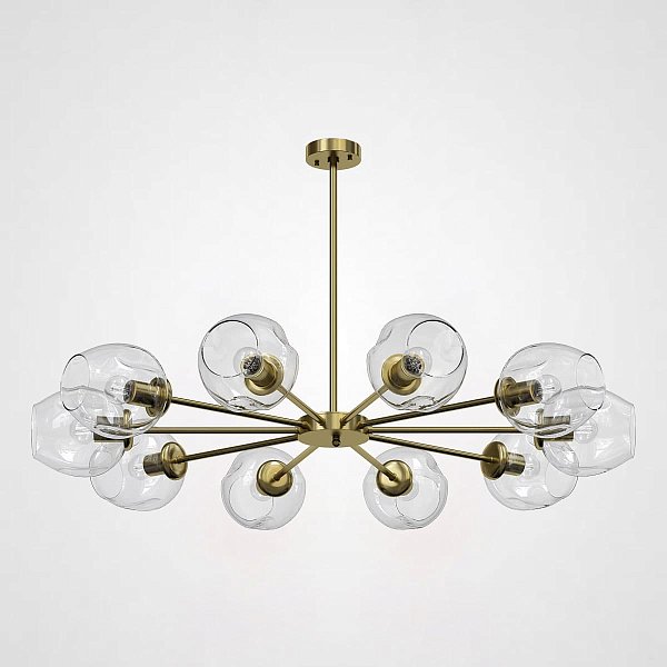 Люстра на штанге MARINE B 12 lamps Gold/Transparent by ImperiumLoft