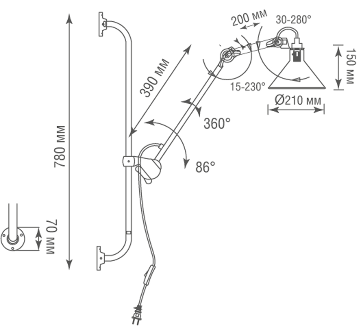Бра Donolux DL20653W1BBlack