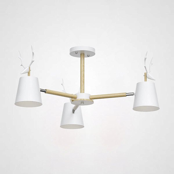 Потолочная люстра с рожками DEER B3 White by ImperiumLoft