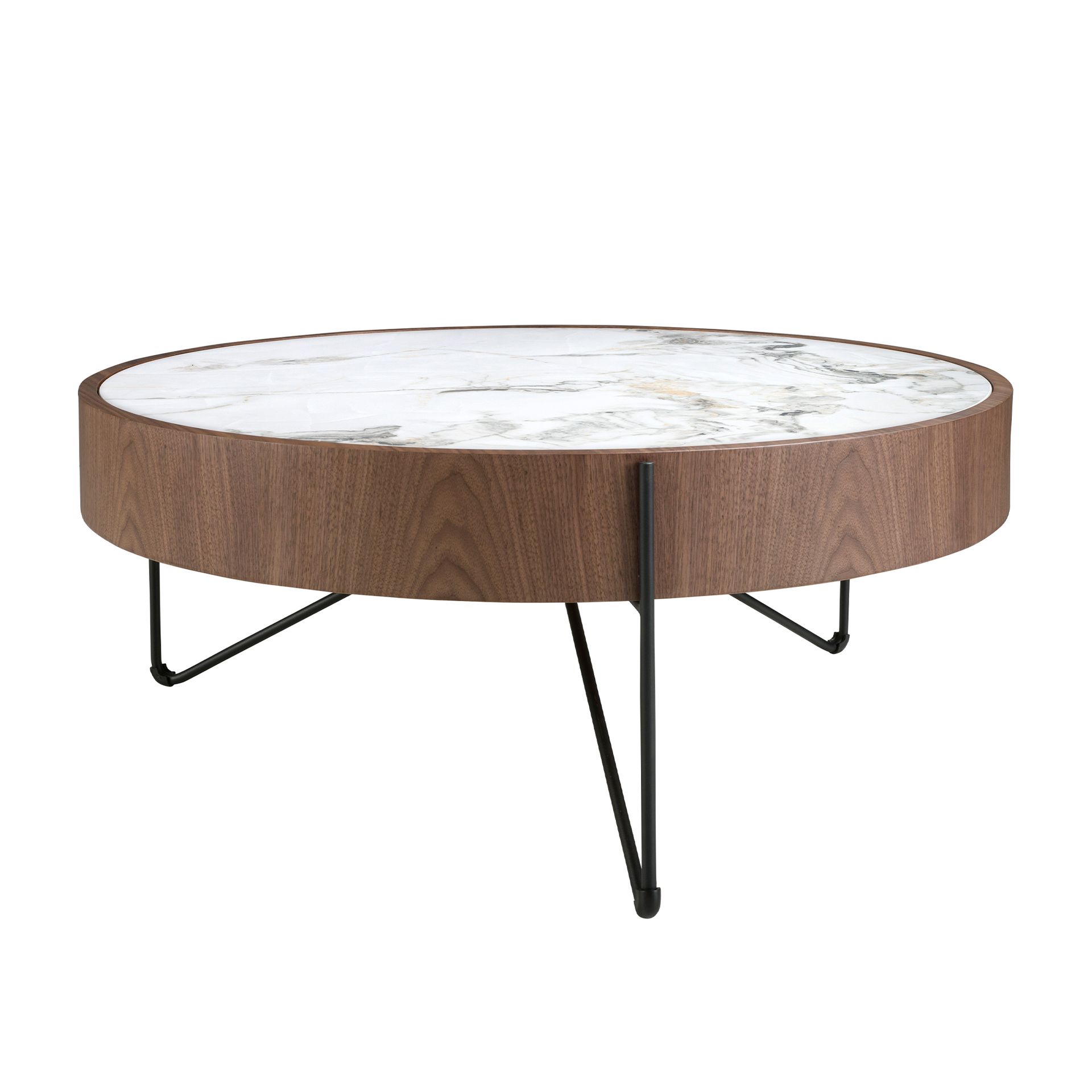 Круглый журнальный столик 2138/MH2303A из ореха и мраморной керамики Angel Cerda