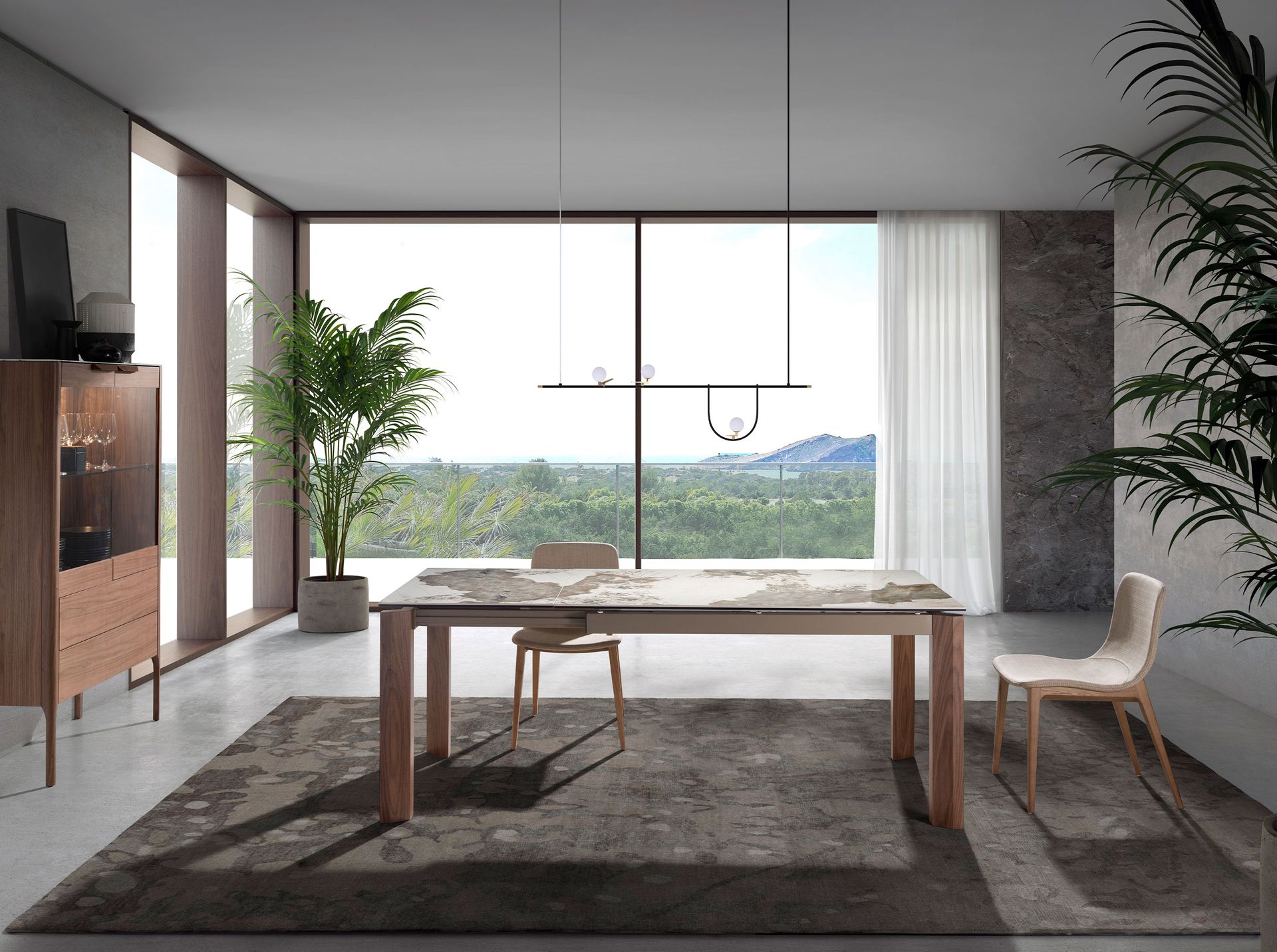 Раздвижной обеденный стол 1118/MC1863DT из мраморной керамики Angel Cerda