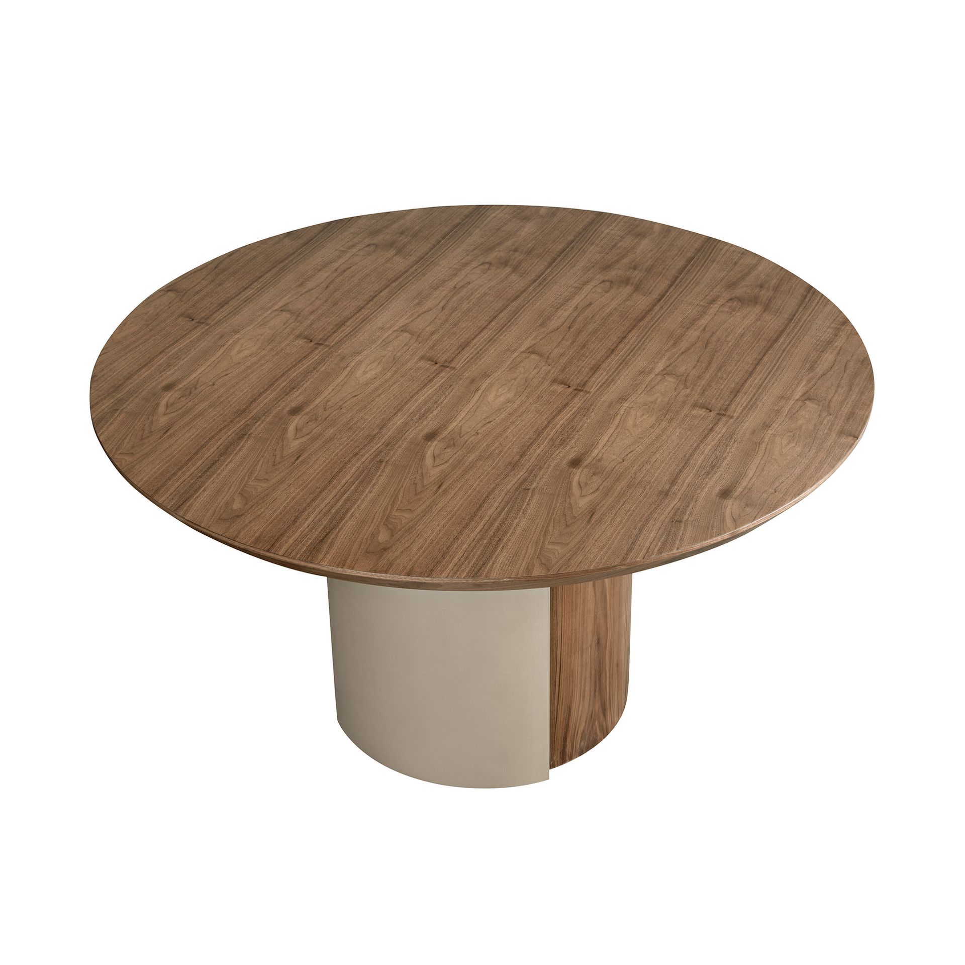 Круглый обеденный стол 1163 из ореха и стали песочного цвета Angel Cerda