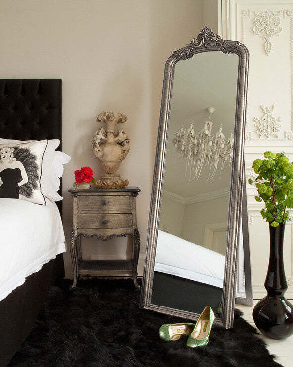 Серебряное напольное зеркало Стентон Louvre Home LH617S