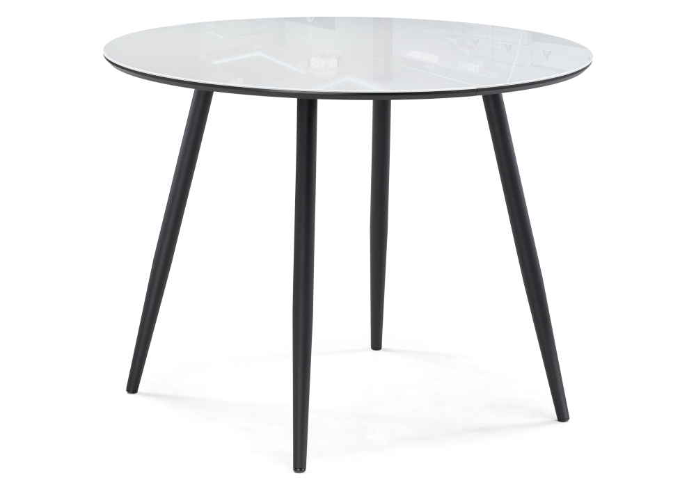 Стол стеклянный Woodville Абилин 100(140)х76 ультра белое стекло / черный / черный матовый 516546