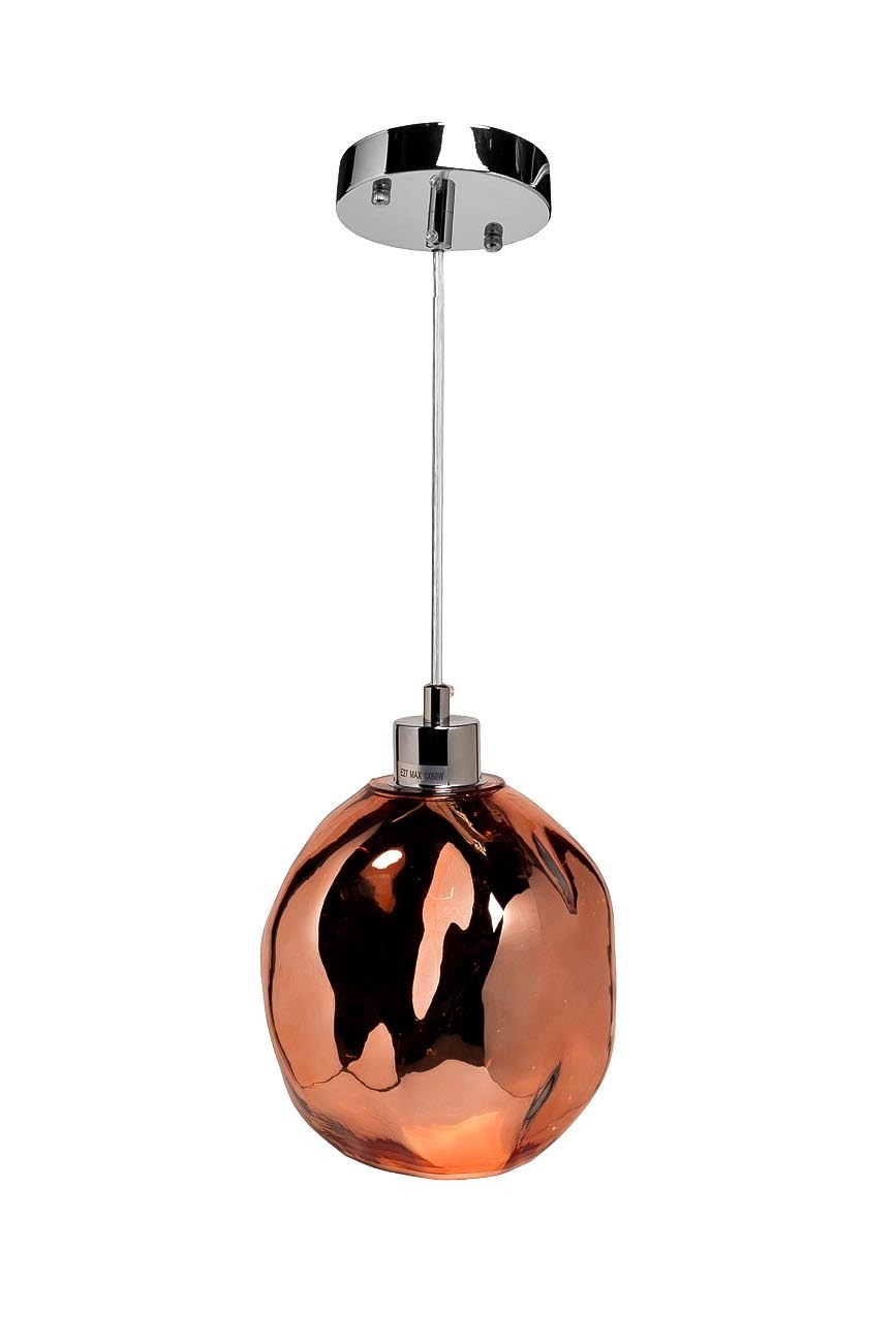 Светильник подвесной стеклянный прозрачно-медный Garda Decor K2KG913P-COP