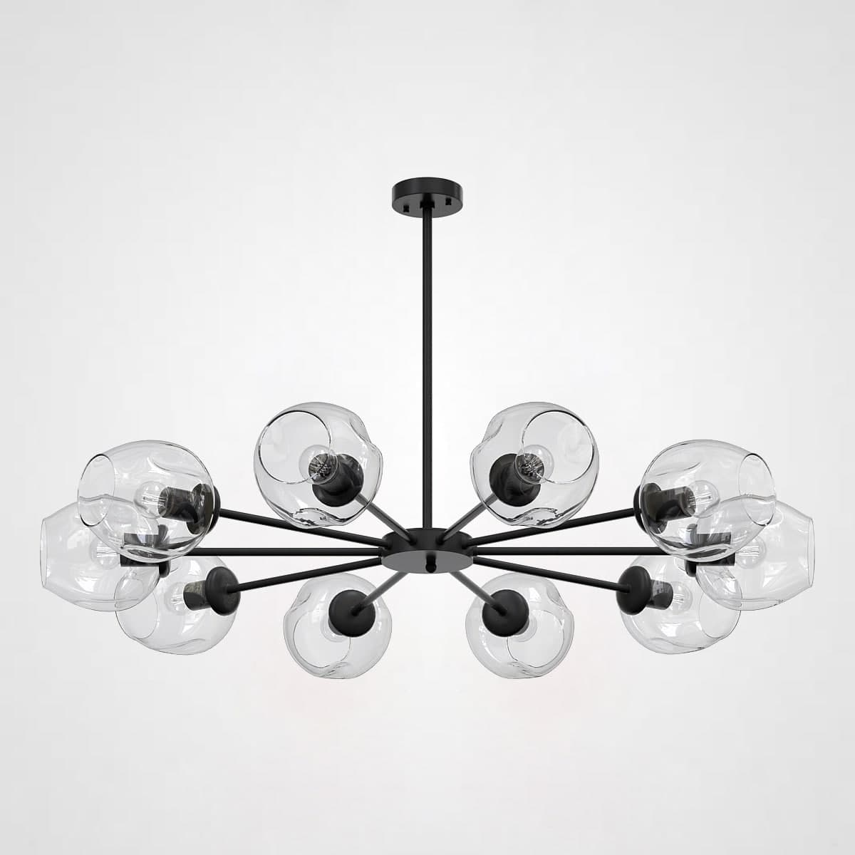 Люстра на штанге MARINE B 12 lamps Black/Transparent by ImperiumLoft