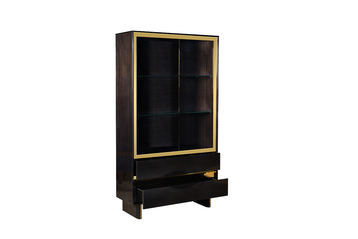Витрина темный шпон/лак/золото Garda Decor 84HB-297VITR