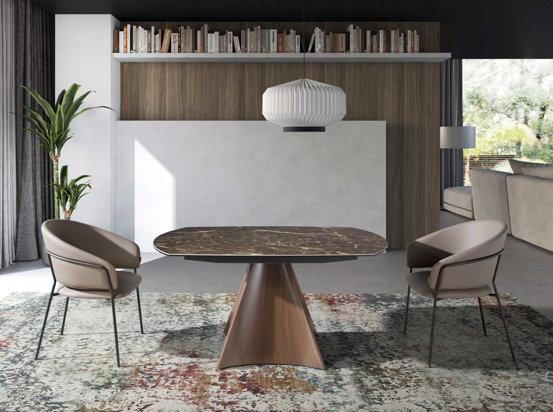 Раздвижной овальный обеденный стол 1113/MC22181DT из мраморной керамики и стали Angel Cerda