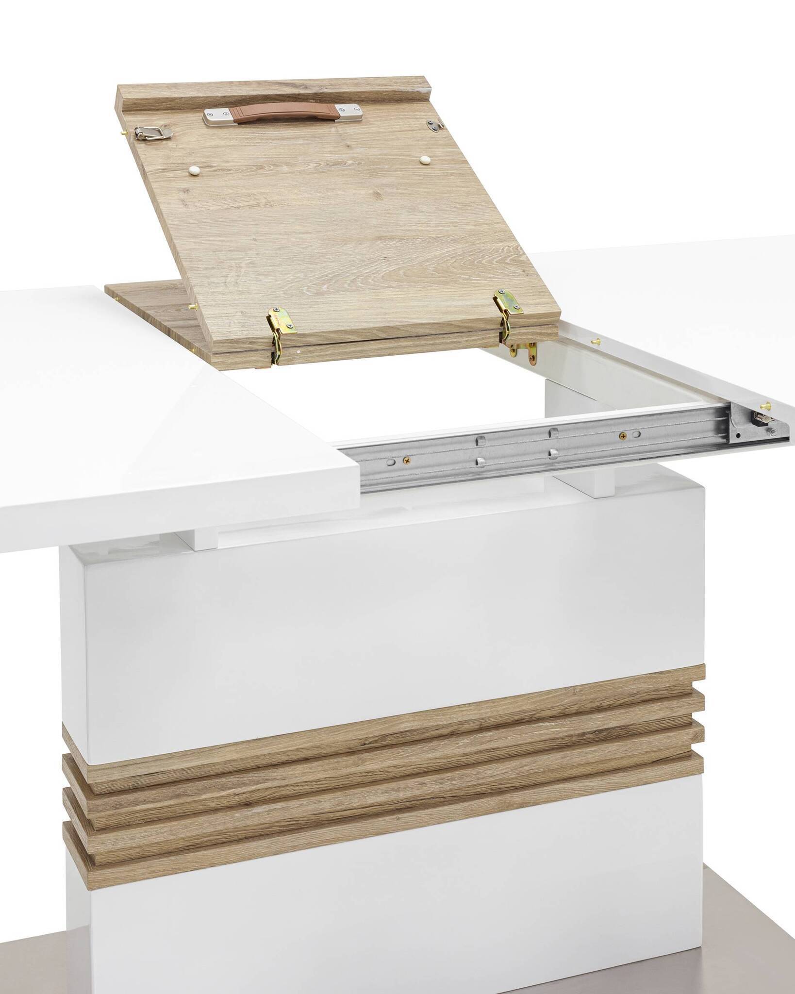Стол обеденный Тампа раскладной 160-200*90 глянцевый белый Stool Group
