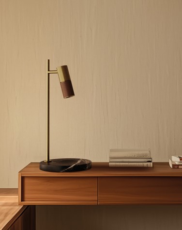 Настольная лампа Tura C коричневая кожа/золотой металл Aromas del Campo