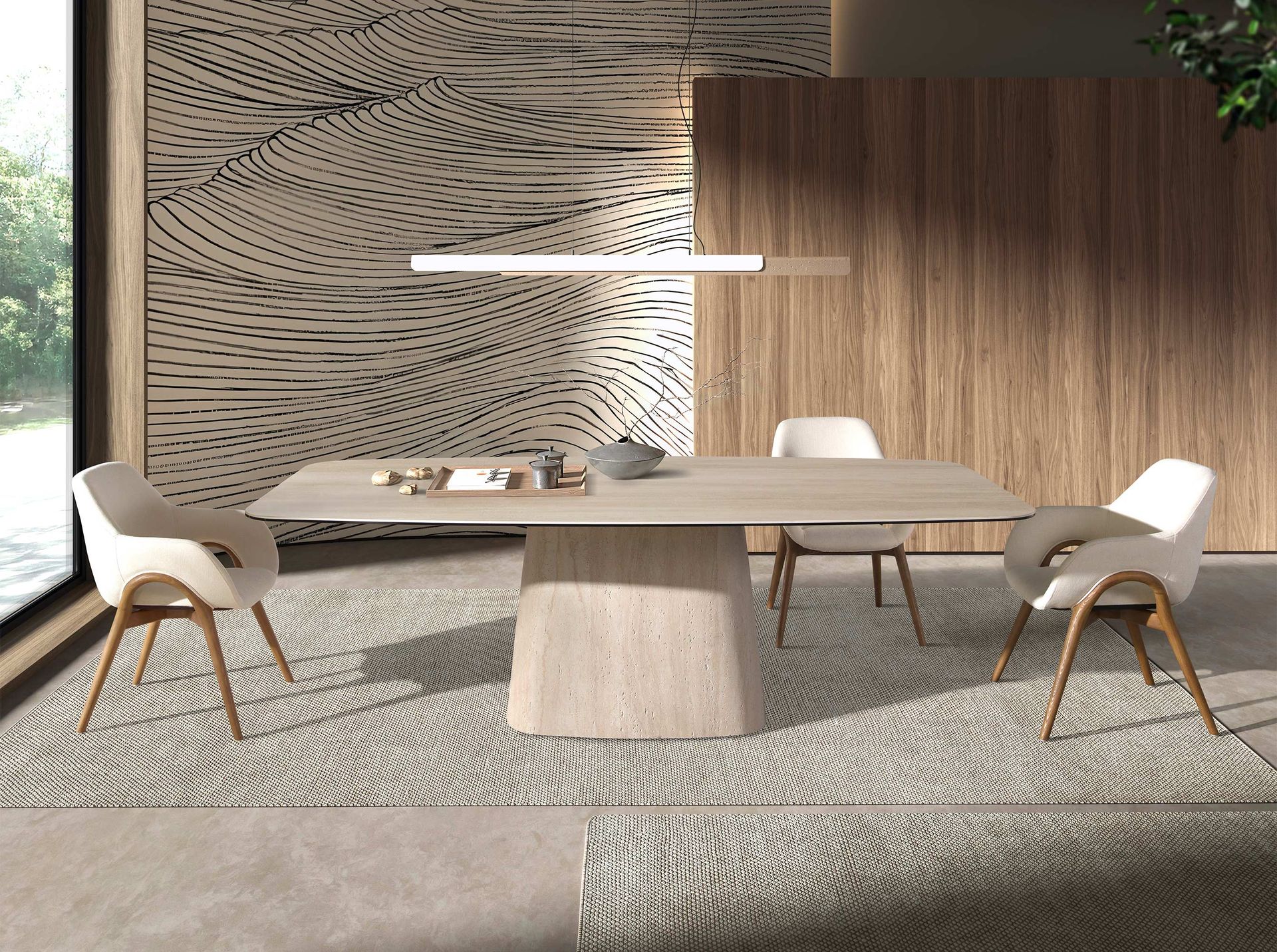 Овальный обеденный стол 1171 из керамики песочного цвета Angel Cerda