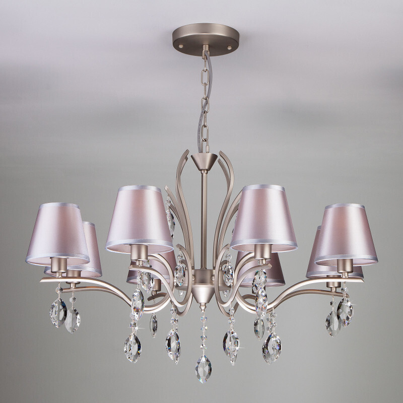Подвесная люстра Eurosvet 10089/8 сатин-никель/прозрачный хрусталь Strotskis