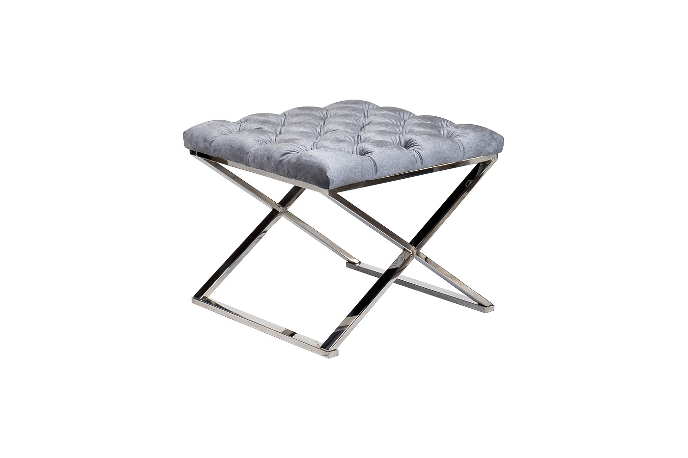 Пуф велюровый серый/хром Garda Decor GY-BEN8008-GR