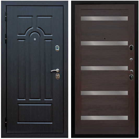 Дверь входная Graf Эврика МДФ 10 мм ФЛ-58 Венге / МДФ 16 мм СБ-14 Эковенге стекло белое