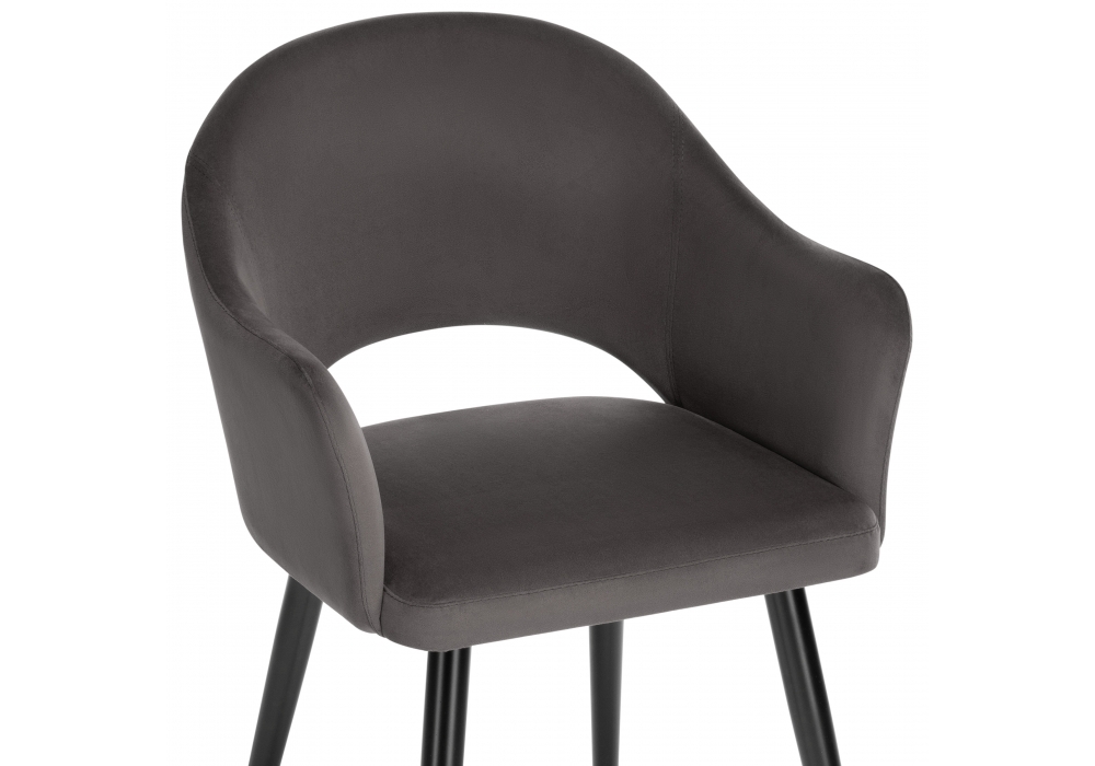 Стул Woodville Апри микровелюр графитовый / черный глянец 464178