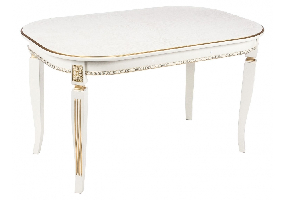 Стол деревянный Woodville Romeo 130(170)х85х75 молочный / патина золото 438325