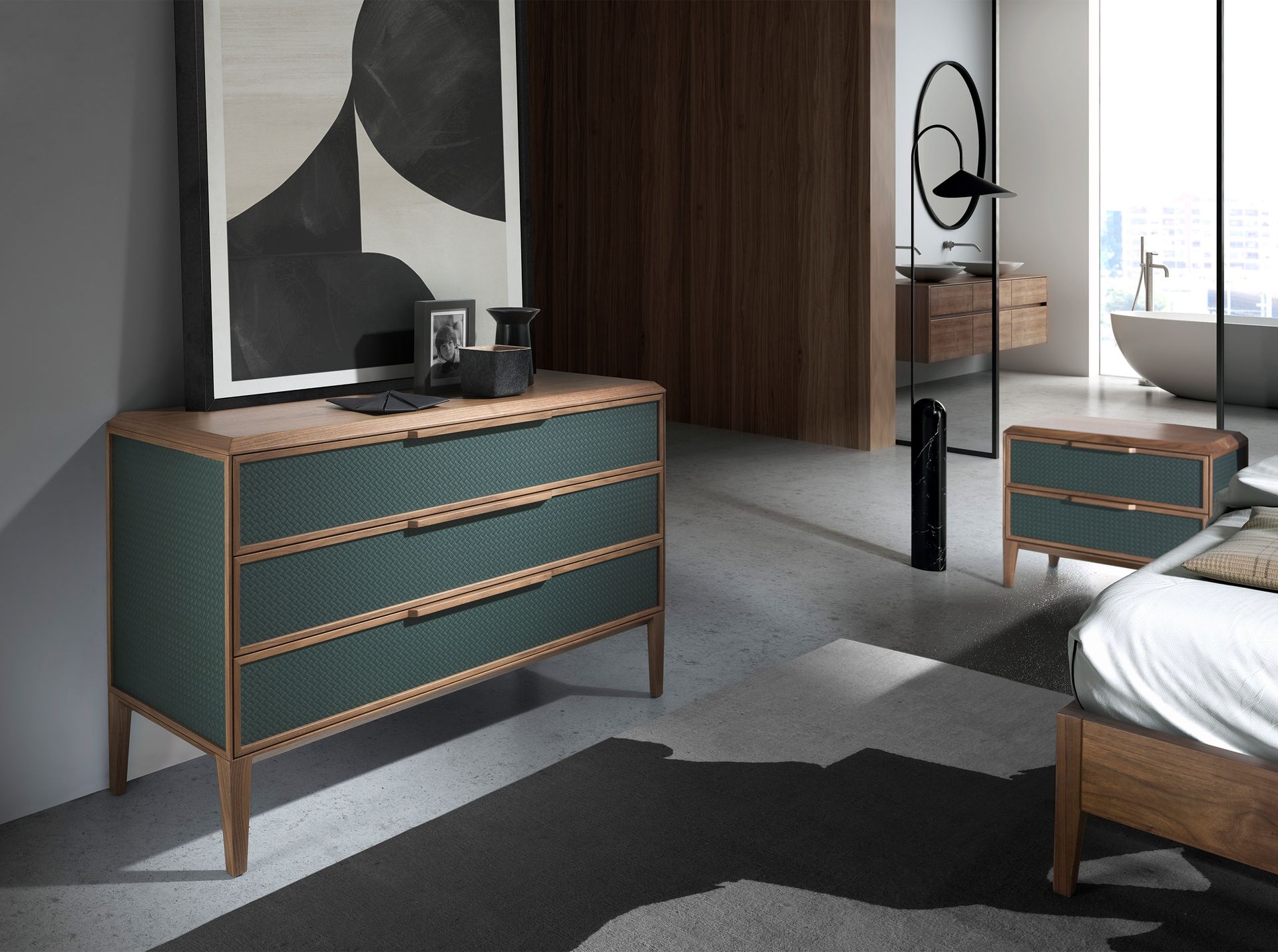 Комод 7150/CP2305-C темно-зеленого цвета из пластика и ореха Angel Cerda