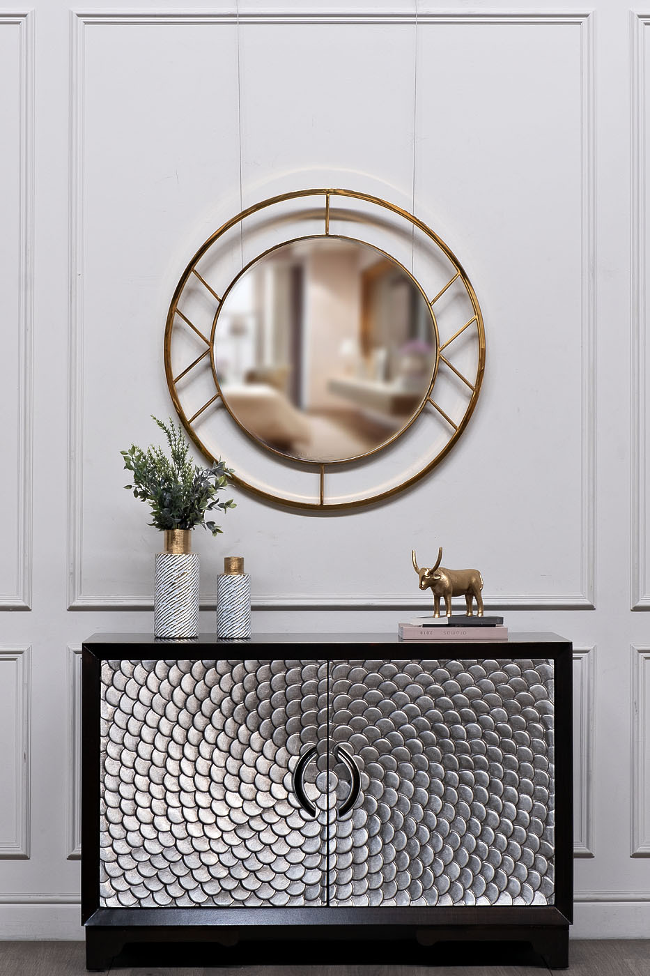 Зеркало круглое в металлической раме (золото) Garda Decor KFG082