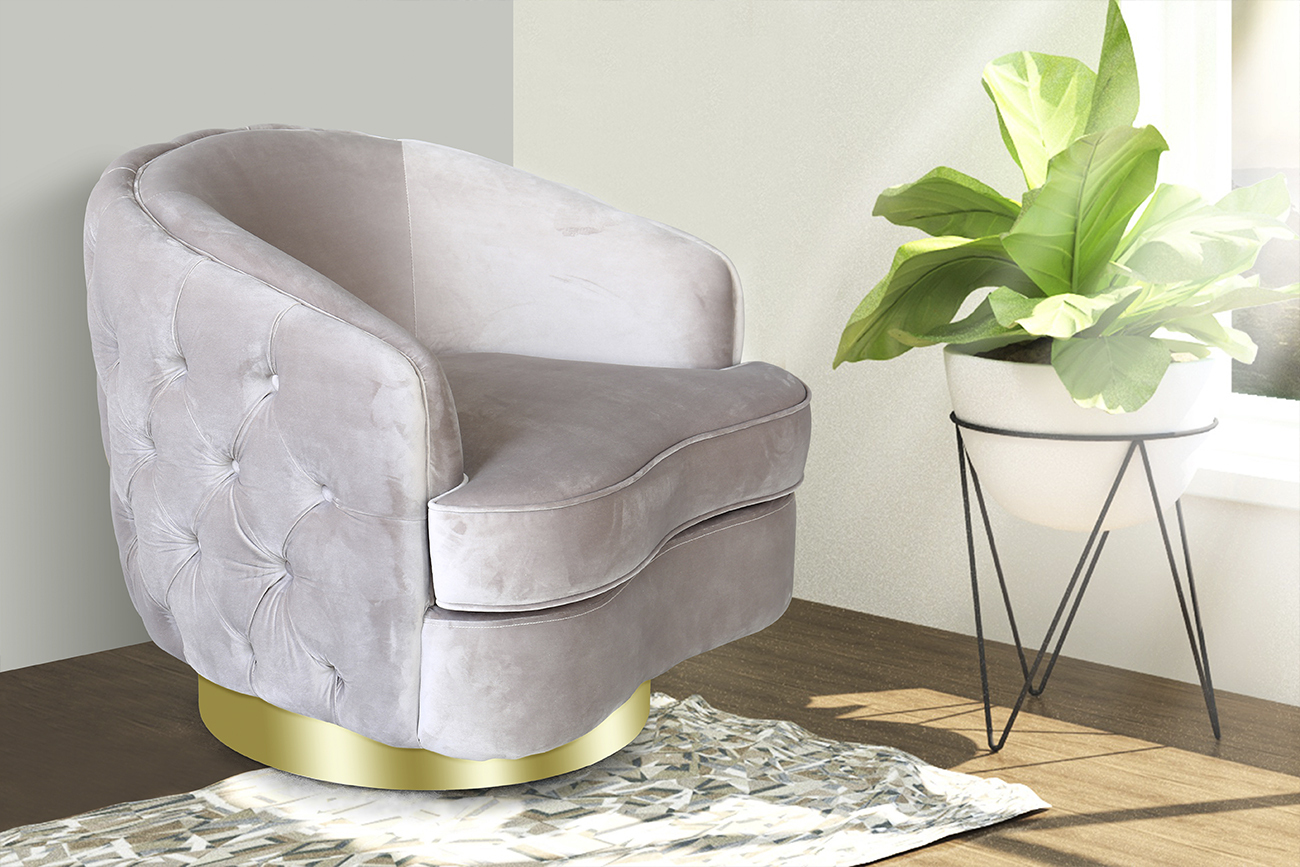 Кресло вращающееся светло-серое велюровое Garda Decor 87YY-1827 BG