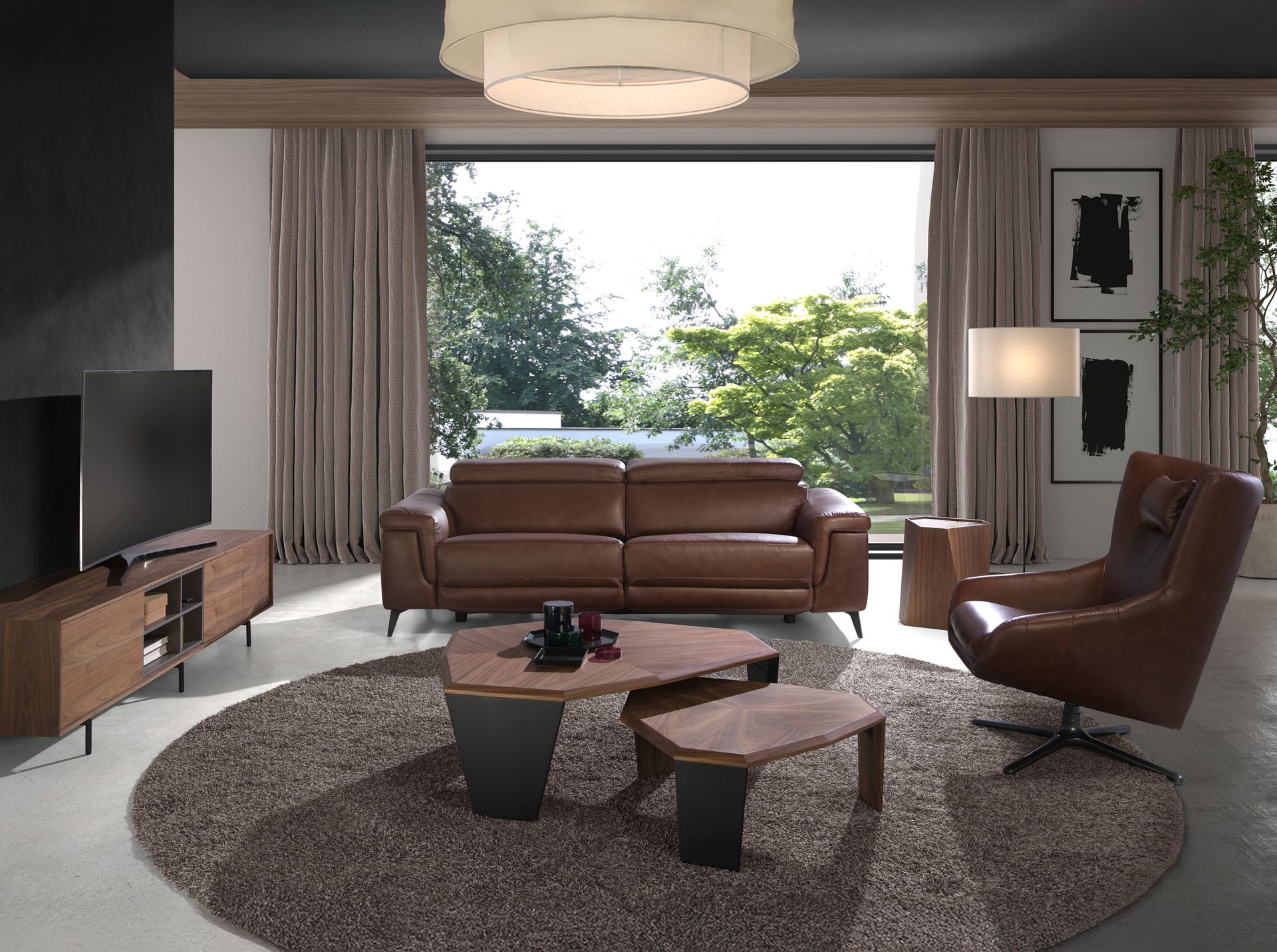 Диван 3-х местный 5319-3P-M1595 /6117 с реклайнером коричневый Angel Cerda