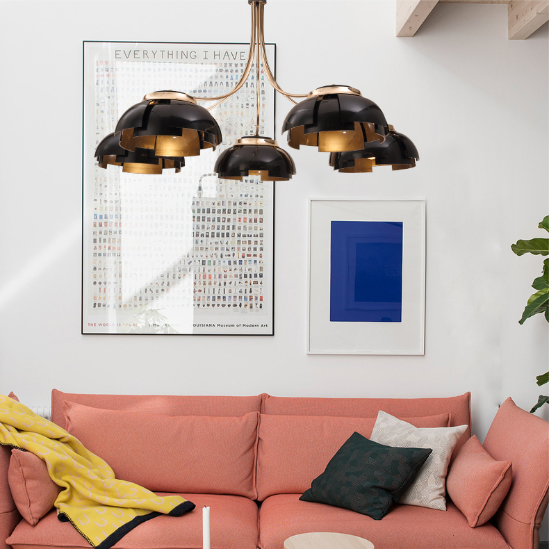 Люстра на штанге GRADE D105 5 lamps Gold by ImperiumLoft