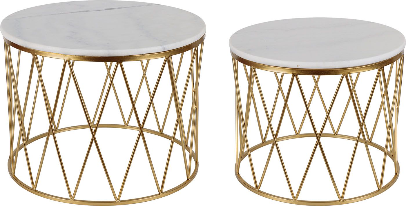 Столики журнальные с белым мрамором, набор, Glasar 54-151/150