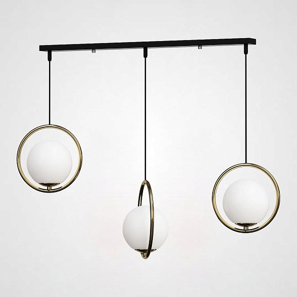 Подвесной светильник HOOP-TRIO Латунь, Круг, Планка by ImperiumLoft