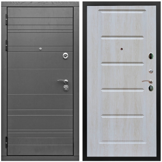 Дверь входная Graf Роял Вуд МДФ 10 мм Роял Вуд графит / МДФ 16 мм ФЛ-39 Дуб Филадельфия крем