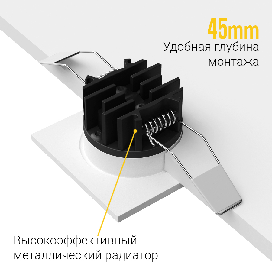 Встраиваемый светодиодный светильник Ledron GIZA MINI SQ White