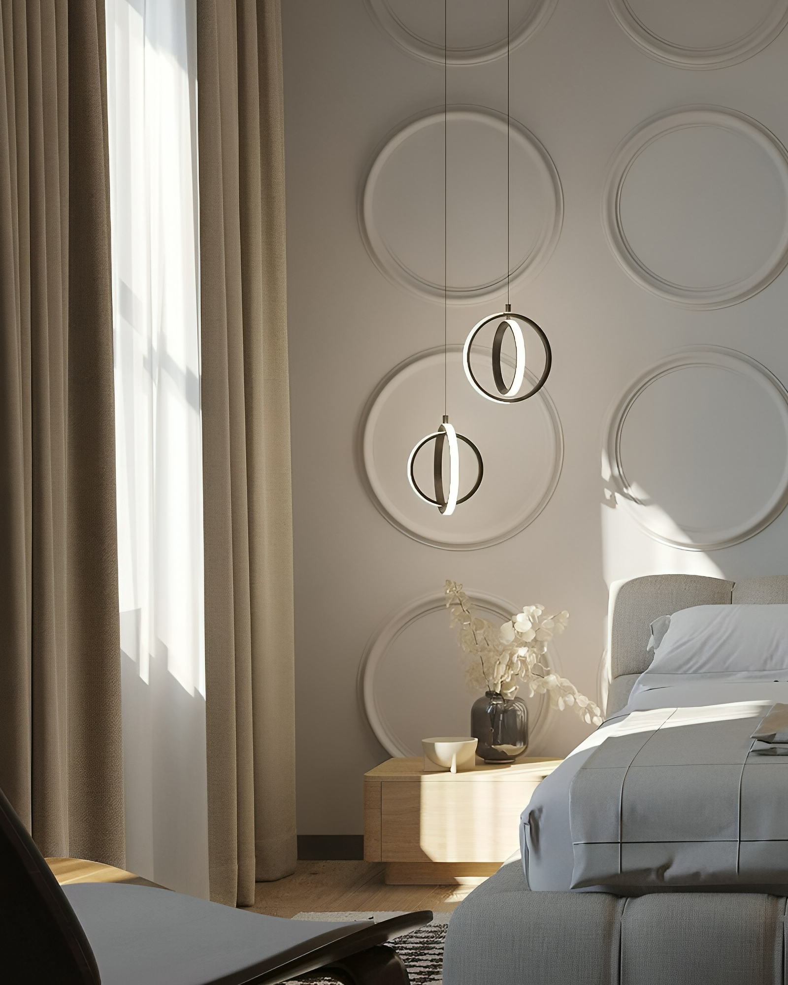 Чёрный светодиодный подвес Глоу Louvre Home LHLPN020723XNP