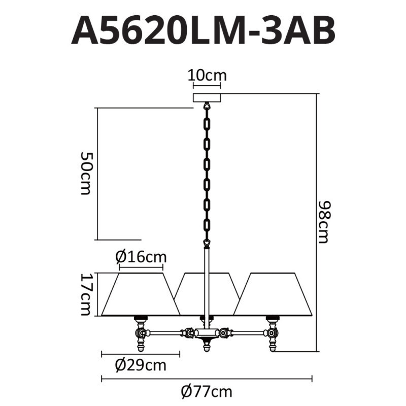 Подвесная люстра Arte Lamp A5620LM-3AB