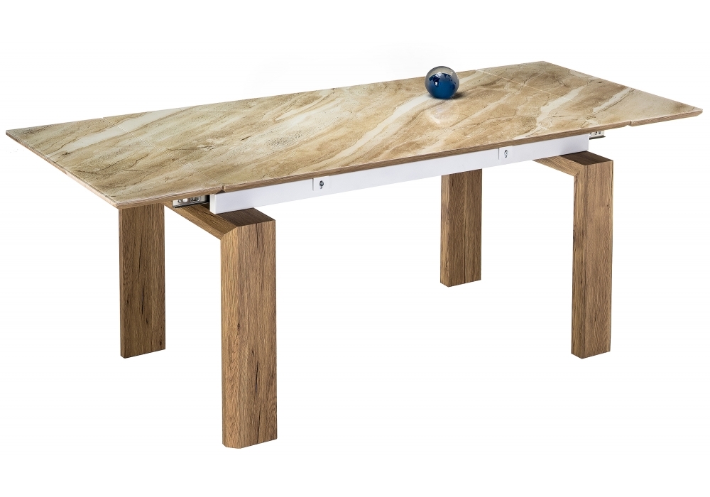 Стол стеклянный Woodville Давос бежевый мрамор 462083