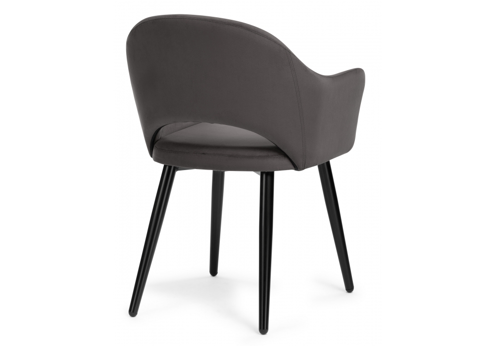 Стул Woodville Апри микровелюр графитовый / черный глянец 464178