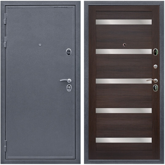 Дверь входная Graf Лондон Антик серебро / МДФ 16 мм СБ-14 Эковенге стекло белое