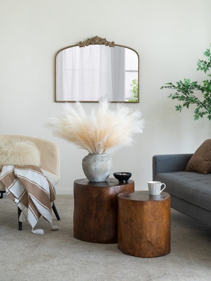 Столик акцентный из дерева суара Glasar 72311-NATU