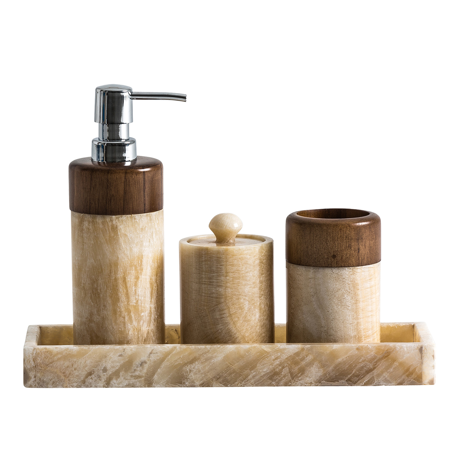 Набор для ванной из 4 предметов NEPTUNO из оникса, цвет слоновая кость Vical