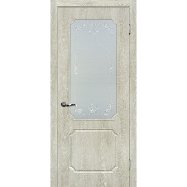 Межкомнатная дверь Graf Сиена-4 Сатинат, контурный полимер серебро Дуб седой (2000 х 800)