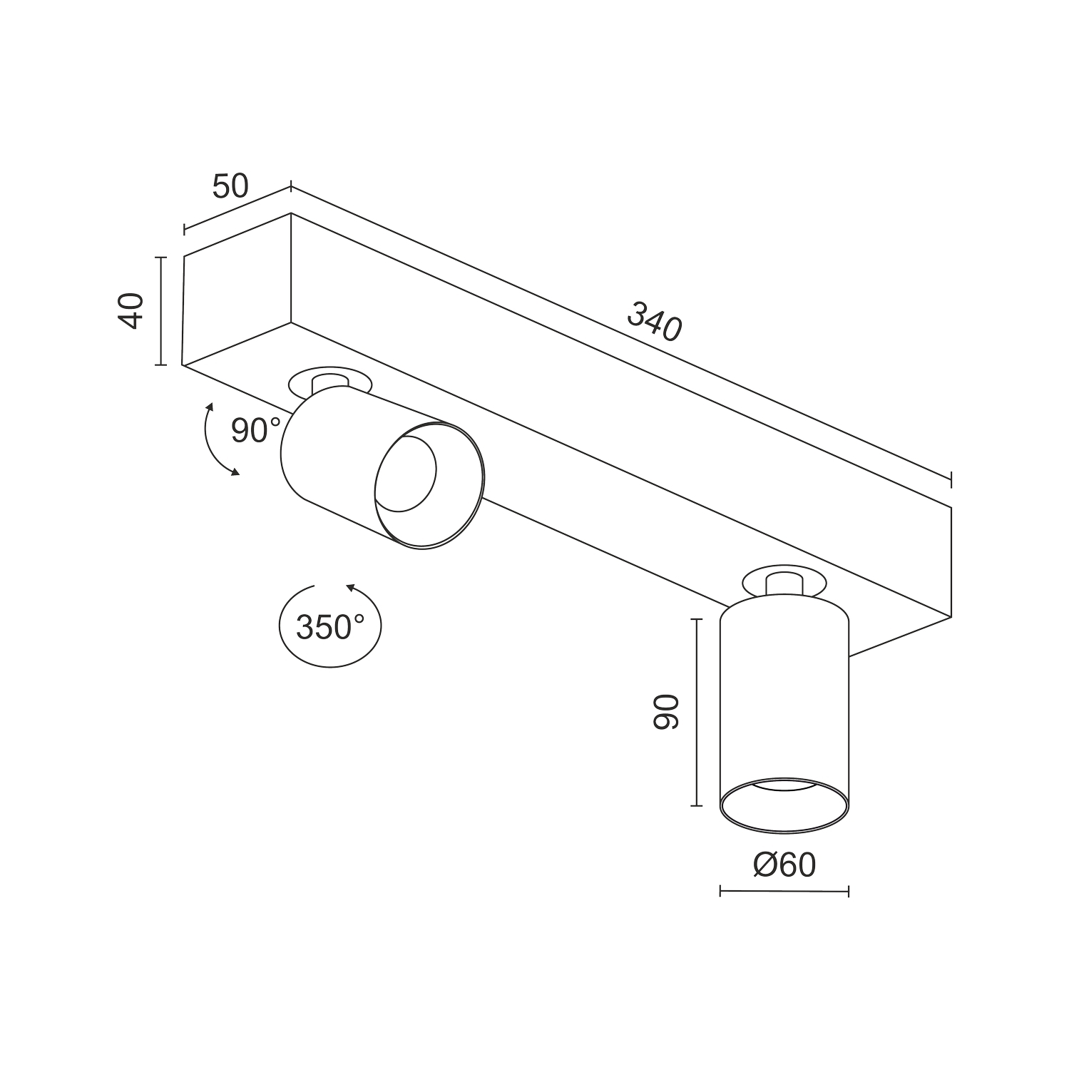 Накладной  светодиодный светильник Ledron SAGITONY E2 S60 White-Black