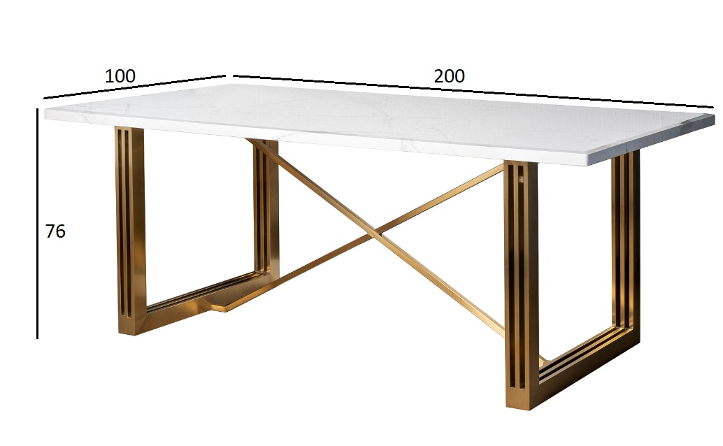 Стол обеденный прямоугольный белый/золото Garda Decor 30F-14780