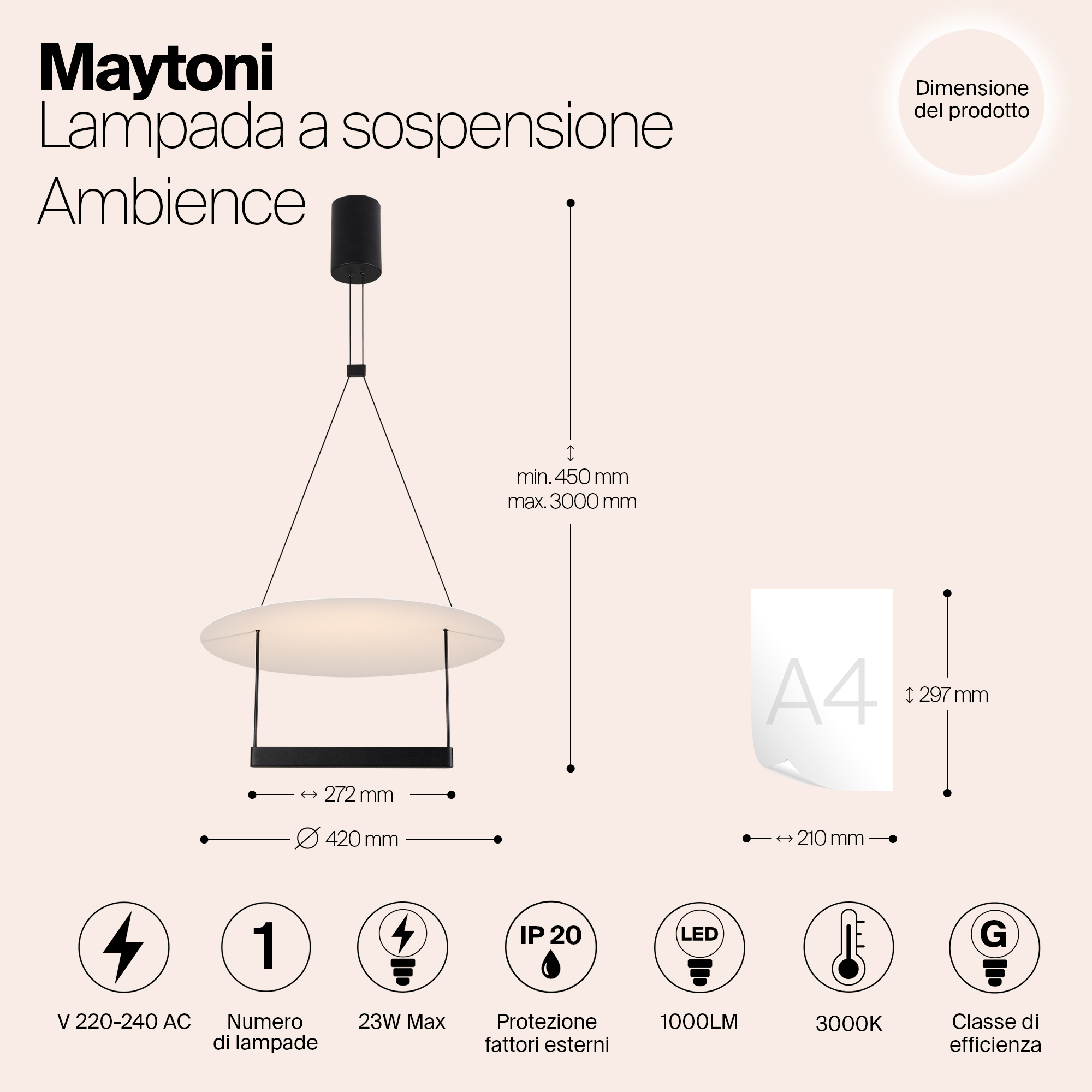 Подвесной светильник Maytoni MOD280PL-L23B3K
