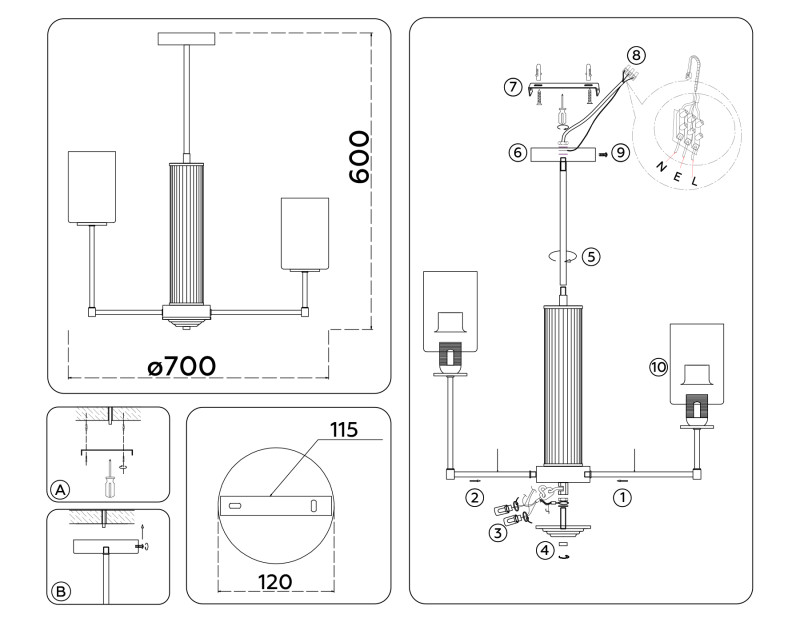 Люстра на штанге Ambrella Light LH56213