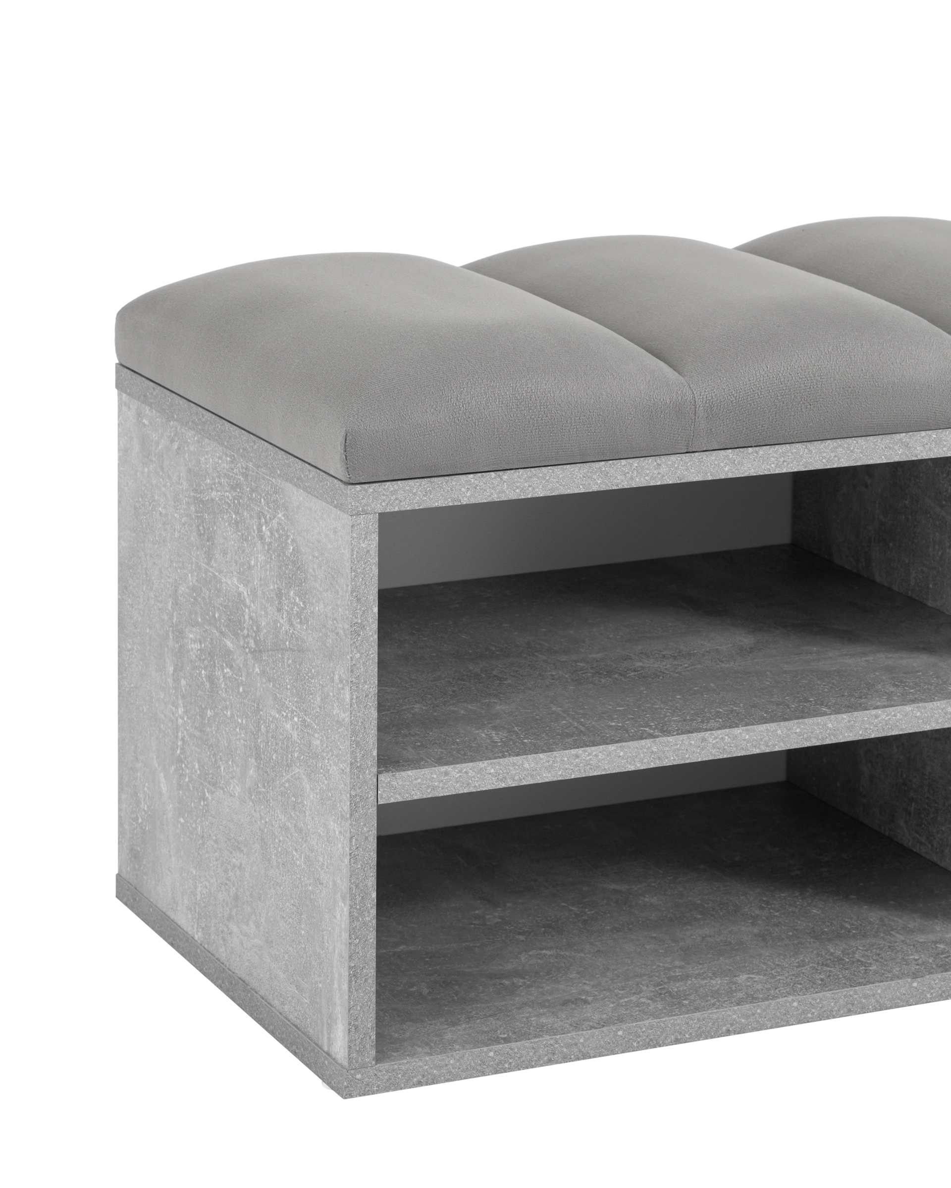 Обувница Хольст 2 серая велюр серый Stool Group