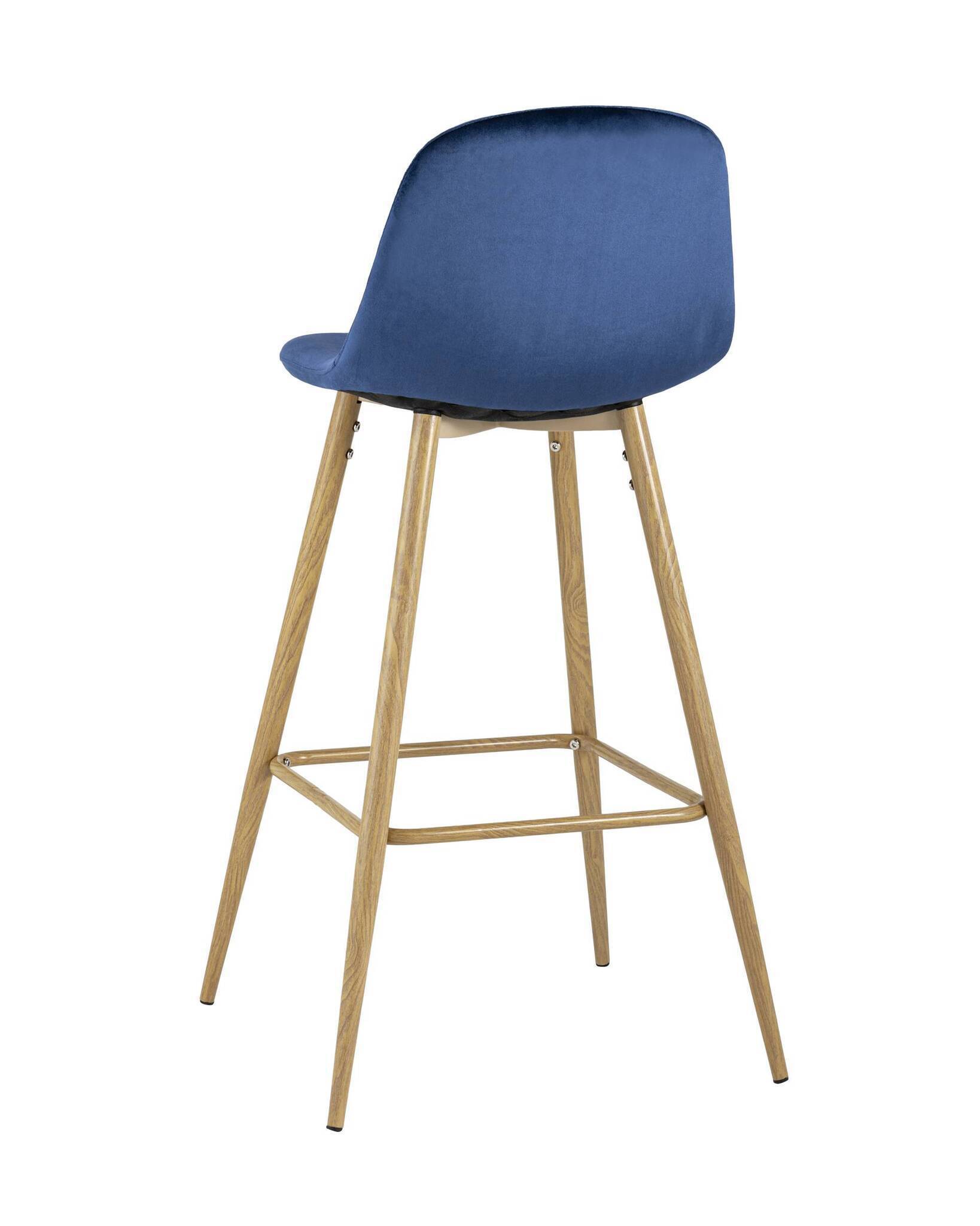 Стул барный Валенсия велюр синий ножки цвет дерево Stool Group