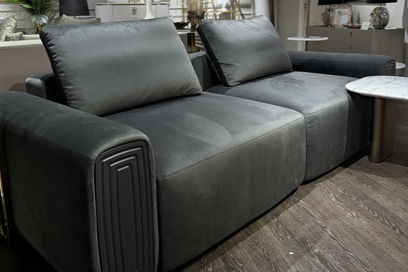 Диван трехместный Turin(2 секции) с мех т.серый велюр Colt1003 255*120**68 Garda Decor TURIN-TM3-2S-Colton1003
