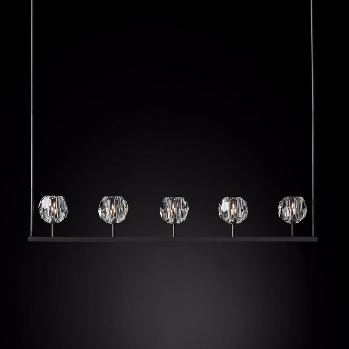 Люстра Rh Boule De Cristal Linear Chandelier 5 Black By Imperiumloft