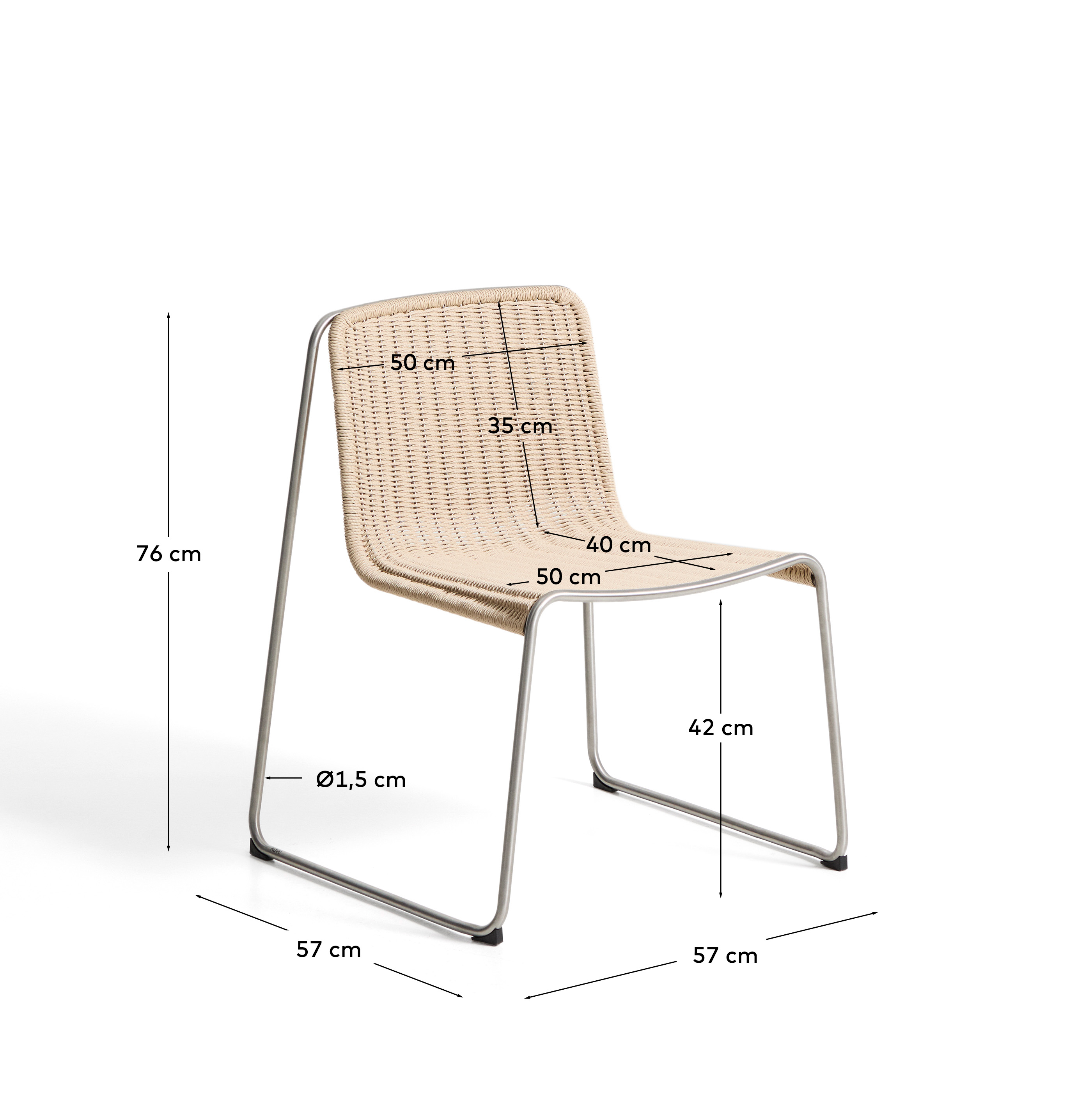 Уличный стул Tavari из бежевой веревки и стали La Forma 481655