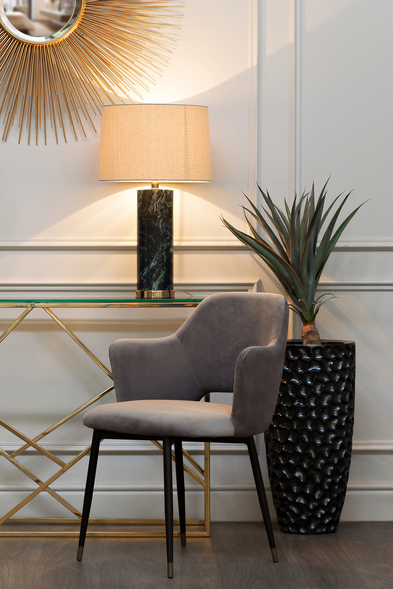 Кашпо жемчужно-черное Garda Decor ZS-C785BL-34