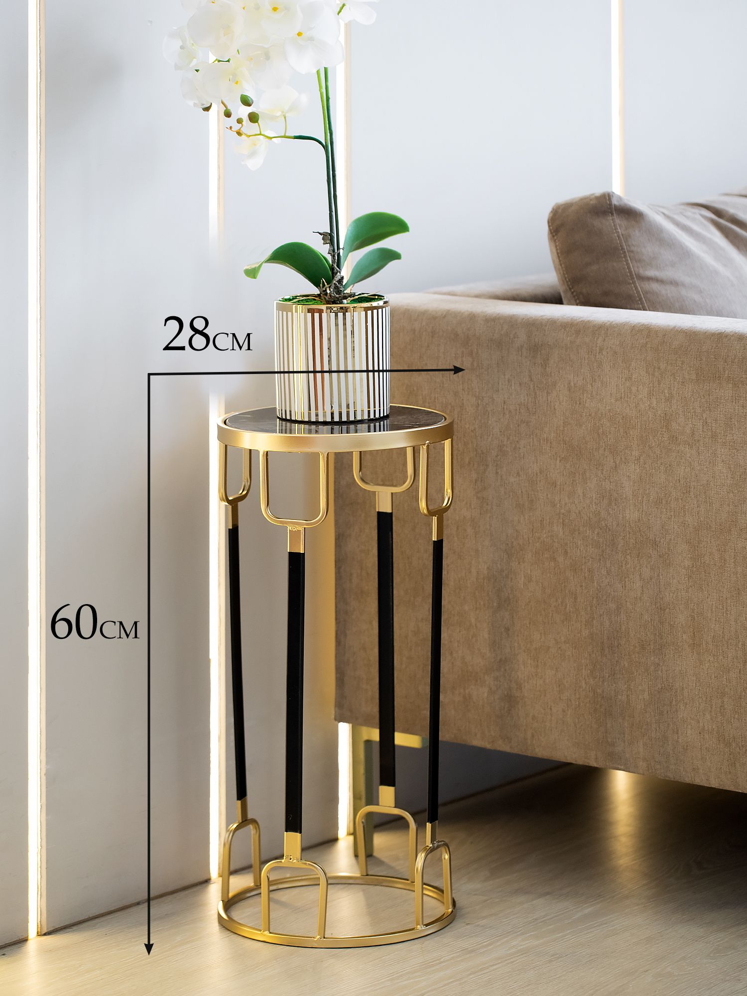 Столик интерьерный с черным мрамором Glasar 54-139