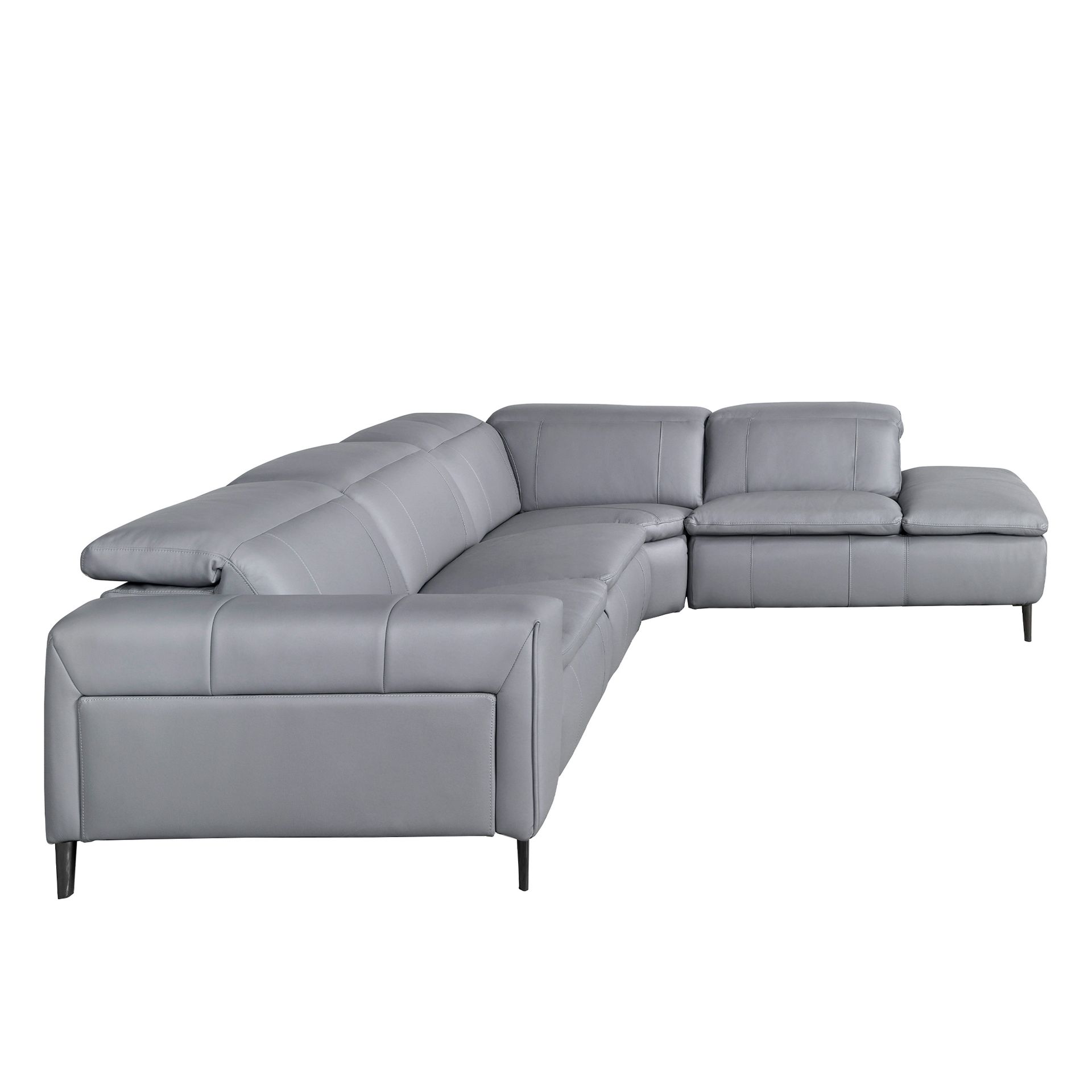 5-местный диван с реклайнером 6217 с правым шезлонгом из серой кожи Angel Cerda