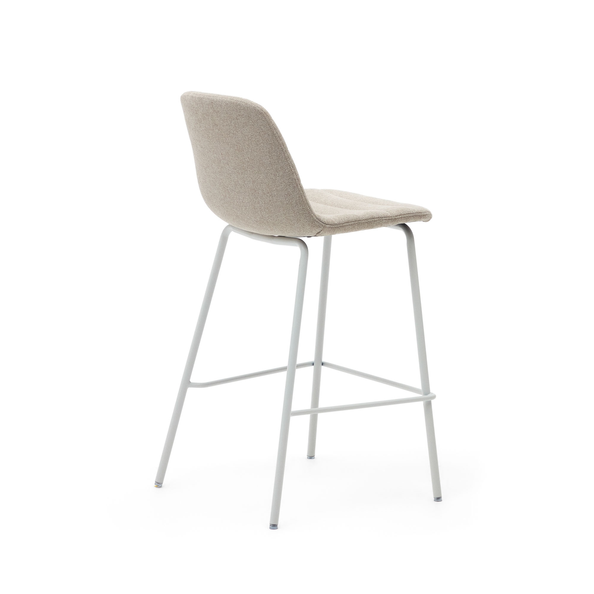 Полубарный стул Zunilda из синели бежевого цвета и стали с матовой белой отделкой La Forma (ex Julia Grup)